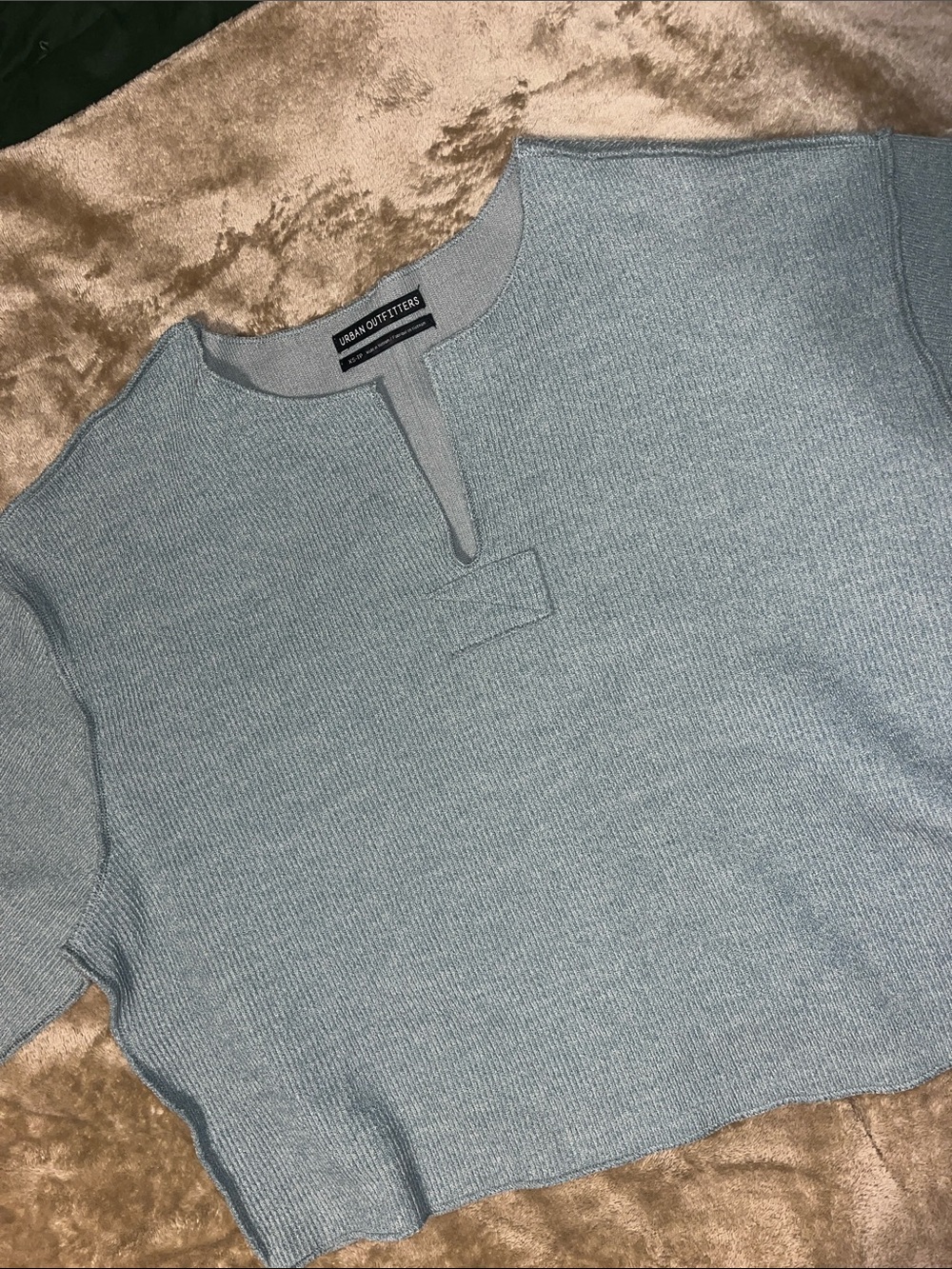 Urban Outfitters dusty Blue V-Neck boxy Pullover Sweater shirt